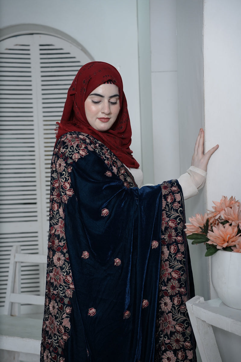 BLUE VELVET SHAWL WITH TILLA - HS004
