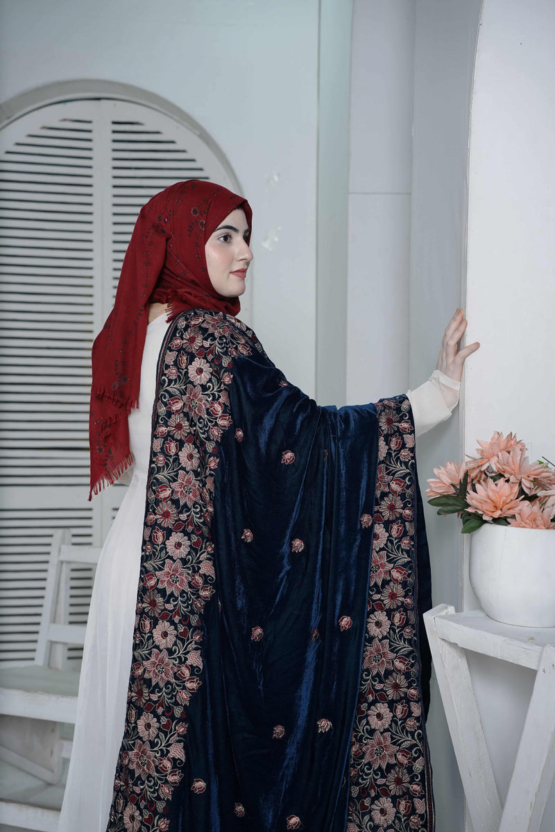 BLUE VELVET SHAWL WITH TILLA - HS004