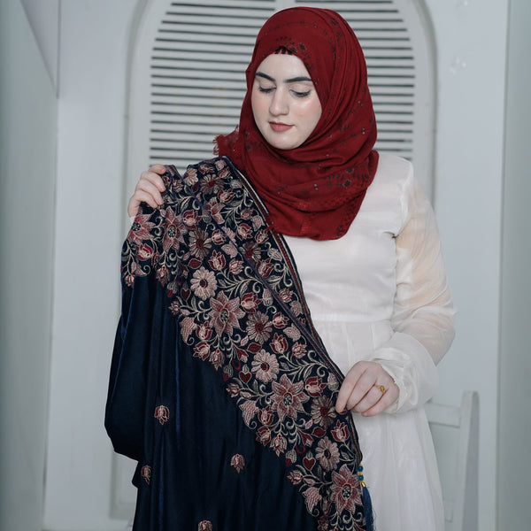 BLUE VELVET SHAWL WITH TILLA - HS004