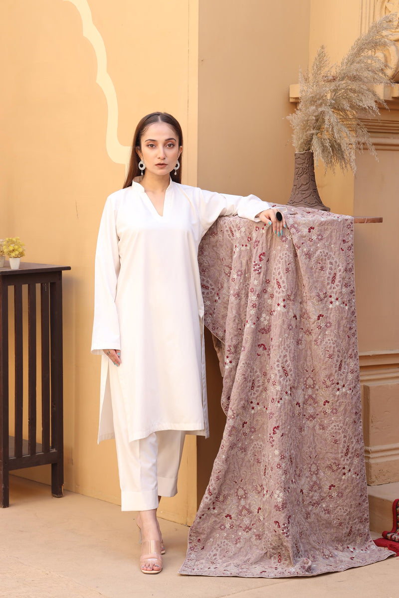 VELVET SHAWL WITH JAAL EMBROIDERY - HS012