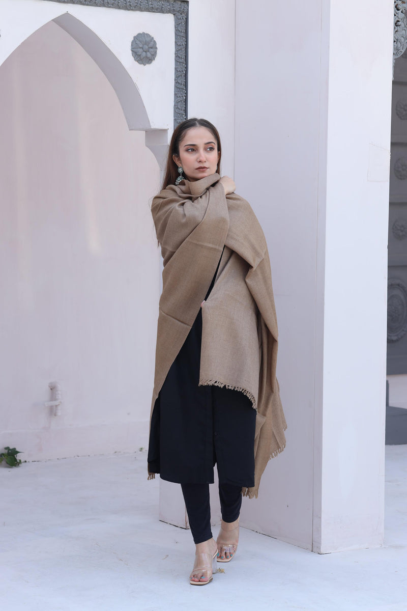 BEIGE PLAIN WOOL SHAWL - HS013